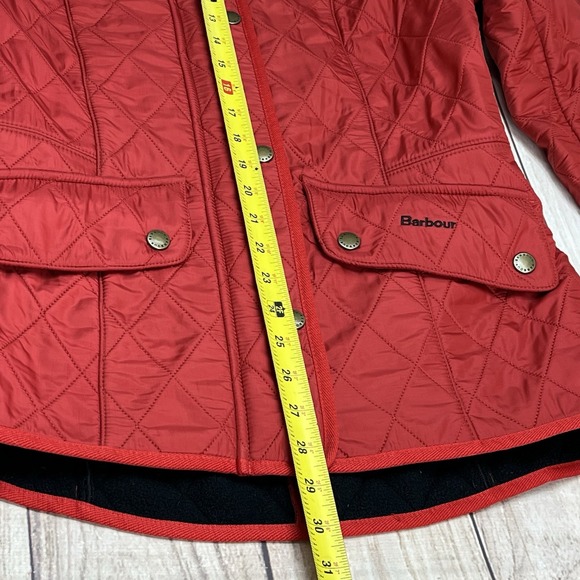 Barbour Cavalry Polarquilt Fleece Lined Coat Jacket Red US Size 6 - Picture 6 of 6